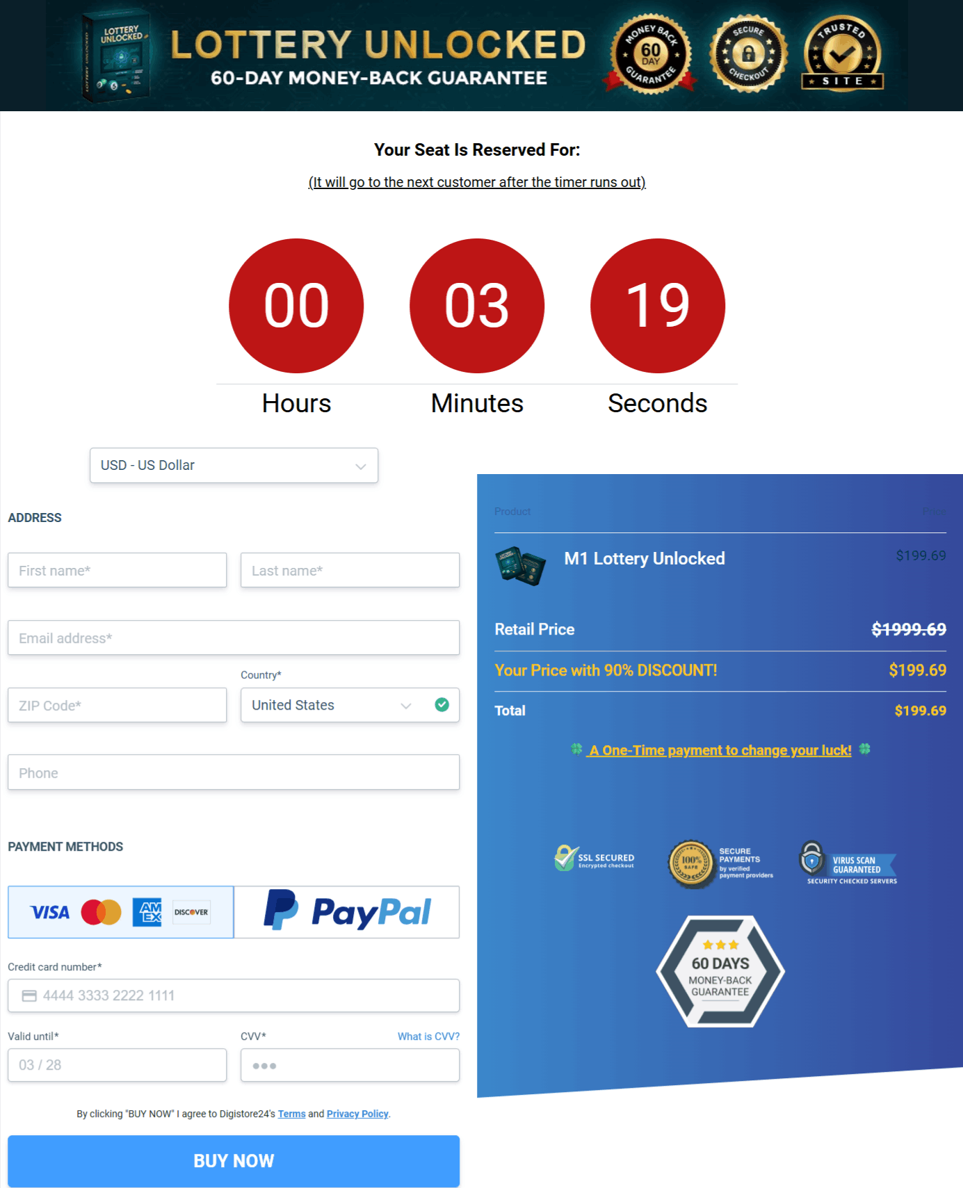 Lottery Unlocked  Checkout page 